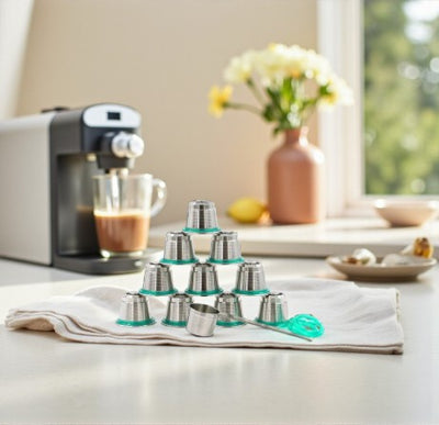 Reusable Coffee Pod for Nespresso - 10 Pack with FREE Tamper and Scoop